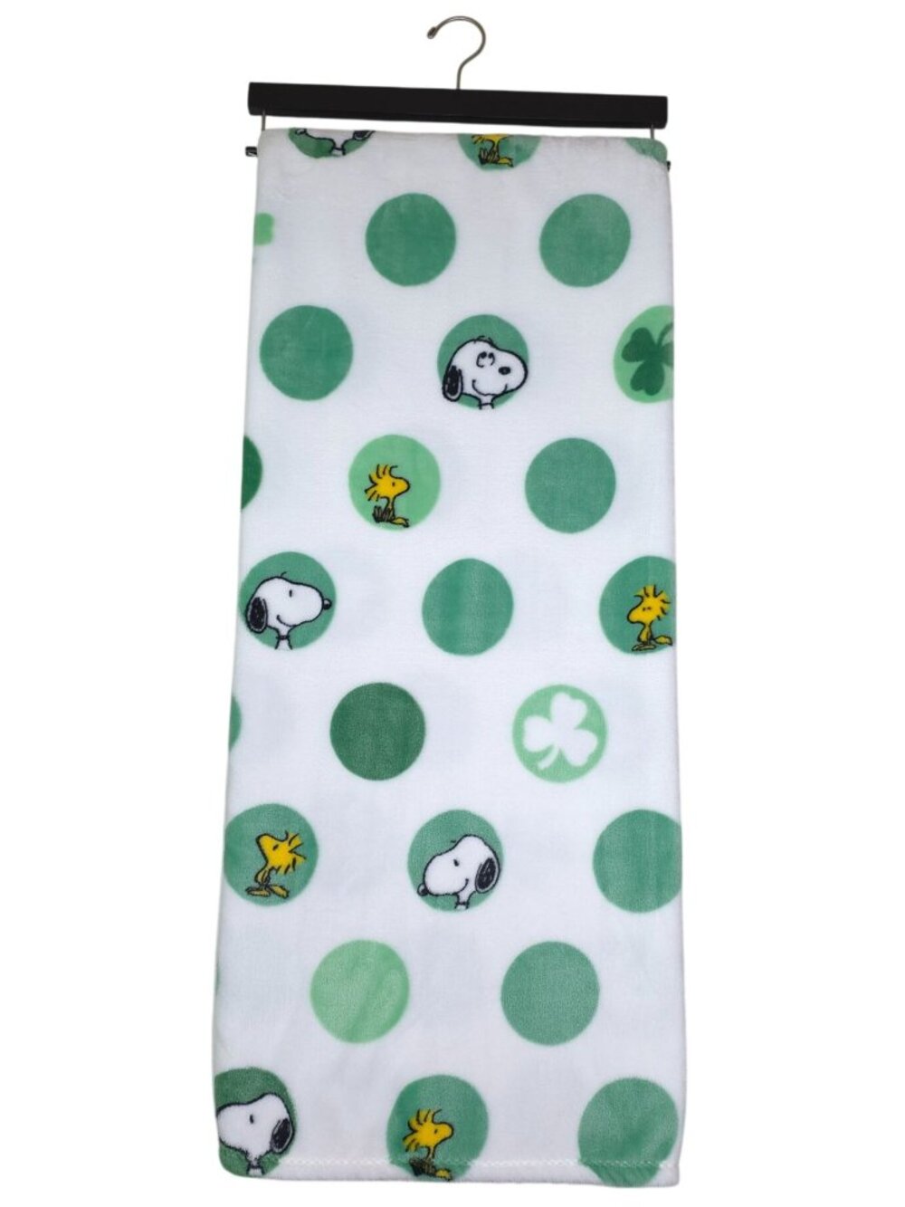 Peanuts Snoopy VelvetLoft 60x70" Plush Throw Blanket Irish Lucky Clovers Green